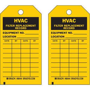 BRADY 86444 Hvac Flutes Replacement Received Tag Black/yellow - Pack Of 10 | AF3RPR 8CLC1