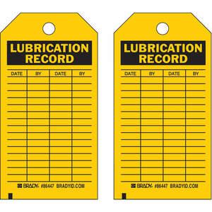BRADY 86447 Lubrication Received Tag 5-3/4 x 3 Inch - Pack Of 10 | AF4CAL 8PHT5