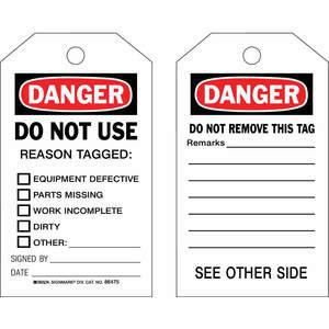 BRADY 86475 Danger Tag 7 x 4 Inch Black And Red/white - Pack Of 10 | AF3RVP 8CMU4