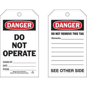BRADY 86516 Danger Tag 7 x 4 Inch Black And Red/white - Pack Of 10 | AF4JJQ 8YAD2