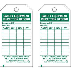 BRADY 86557 Saf Eapt Inspection Received Tag Green/white - Pack Of 10 | AF6BMQ 9W470