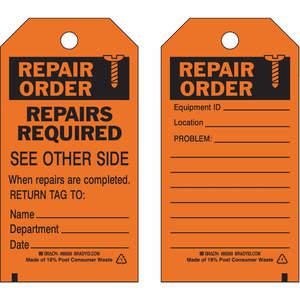 BRADY 86569 Reparatur-Ord-Tag 5-3/4 x 3 Zoll Schwarz/Orange – 10er-Pack | AF4PAZ 9E014