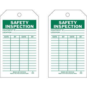 BRADY 86611 Sicherheitsinspektionsetikett 7 x 4 Zoll grün/weiß - 10er-Pack | AE2TGQ 4ZH12