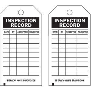 BRADY 86675 Inspection Received Tag 5-3/4 x 3 Inch - Pack Of 100 | AF4CAU 8PHU9