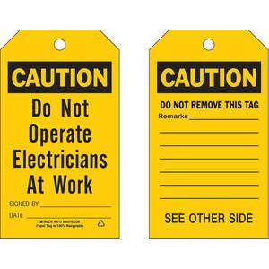BRADY 86712 Caution Tag 7 x 4 Inch Black/yellow Cardstock - Pack Of 100 | AF4WZB 9NLR5
