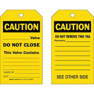 BRADY 86717 Caution Tag 7 x 4 Inch Black/yellow Cardstock - Pack Of 100 | AF3RCX 8CF49