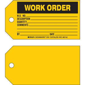 BRADY 86742 Work Order Tag 3 x 5-3/4 Inch Black/yellow - Pack Of 100 | AE2TGY 4ZH19