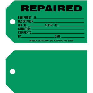 BRADY 86778 Repariertes Etikett 3 x 5-3/4 Zoll Schwarz/Grün – Packung mit 100 Stück | AF6BTP 9WAU5
