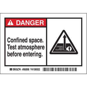 BRADY 86898 Danger Label Instruction 3-1/2 Inch H Pk5 | AD2ZUW 3XAU3