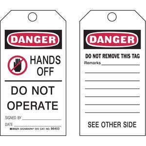 BRADY 87001 Danger Tag 5-3/4 x 3 Inch Iso 9001 - Pack Of 25 | AE2THE 4ZH26