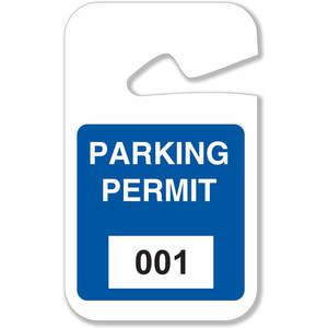 BRADY 95201 Parking Permits Rearview White/blue - Pack Of 100 | AD2QYF 3TMD8
