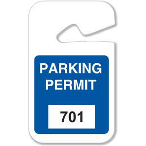BRADY 96268 Parking Permits Rearview White/blue - Pack Of 100 | AD2QYN 3TME6