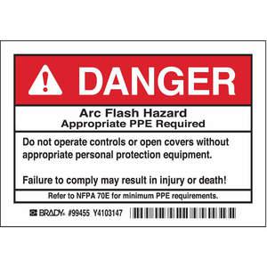 BRADY 99455 Arc Flash Protection Label - Pack Of 5 | AE6DZC 5RB56