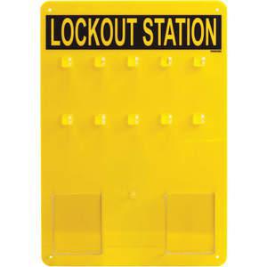 BRADY LC204G Lockout Station unbefüllt 14 Zoll H Schwarz/Gelb | AD2YQP 3WPT6