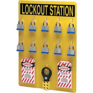 BRADY LC205G Lockout Station gefüllt 10 Schlösser Schwarz/Gelb | AD2YQN 3WPT5