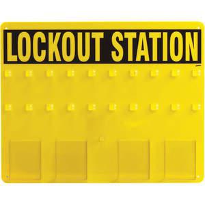 BRADY LC208G Lockout Station unbefüllt 24 Zoll Breite Gelb | AD2YMG 3WNY5