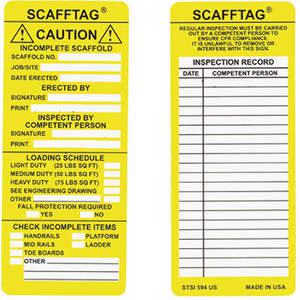 BRADY SCAF-STSI594 Scafftag(r) Caut Insert Vinyl – Packung mit 100 Stück | AC9EYQ 3GAM1