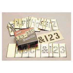 CH HANSON 10074 Interlocking Numer And Letter Stencil Set, 45 Pieces, 4 Inch Size, Brass | AD2WFT 3VCY9