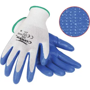 CONDOR 20GZ57 Coated Gloves Nitrile L Blue/white Pr | AF6RMM