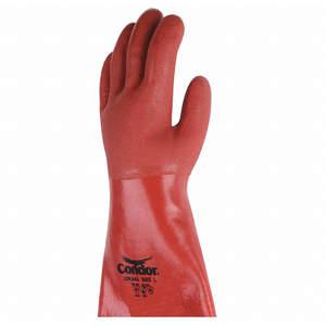 CONDOR 22KA63 Chemical Resistant Glove Pvc 14 Inch L Red Pr | AB6VHK