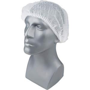 CONDOR 23KX19 Pleated Bouffant Cap Polypropylene 24 Inch White - Pack Of 100 | AB7HEN