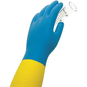 CONDOR 32GM12 Chemical Resistant Gloves L Blue/Yellow PR | AG2VAX