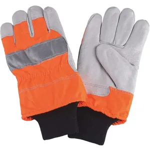 CONDOR 4NHE8 Leather Palm Gloves Hi Visibility Orange Xl Pr | AD8XRK