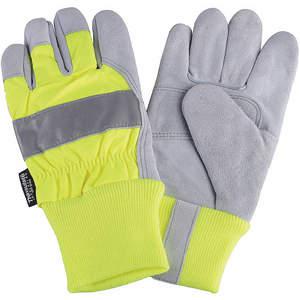 CONDOR 4NHE9 Leather Palm Gloves Hi-visibility Lime S Pr | AD8XRL