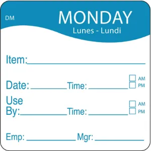 DAYMARK 1100531 Day Label Monday 2-5/9 Inch Width - Pack Of 250 | AE8ZWZ 6GUP4