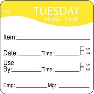 DAYMARK 1100532 Day Label Tuesday 2-5/9 Inch Width - Pack Of 250 | AE8ZXA 6GUP5