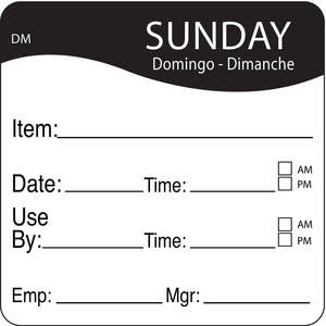 DAYMARK 1100537 Day Label Sunday 2-4/9 Inch Width - Pack Of 250 | AE8ZXF 6GUR0