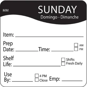 DAYMARK 1122127 Day Label Sunday 3 Inch Width - Pack Of 500 | AE8ZXN 6GUR7