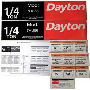 DAYTON 28CH75 Jib Crane Label Kit For Use With AF3LUT | AH2GXB