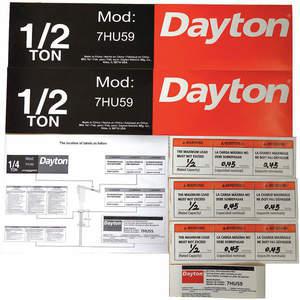 DAYTON 28CH78 Jib Crane Label Kit For Use With AF3LUW | AH2GXE