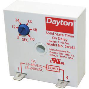 DAYTON 2A562 Encapsulated Timing Relay, 2 Pin, SPST-NO, On Delay | AB8WLJ