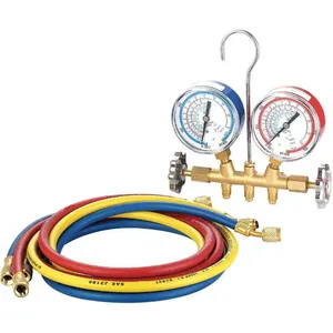 DAYTON 4PDG1 Manifold Gauge Set 2 Valve 3 Hoses | AD9BZJ