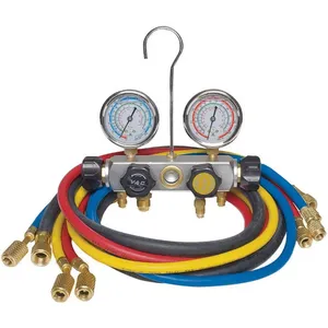 DAYTON 4PDG2 Manifold Gauge Set 4 Valve 4 Hoses | AD9BZK