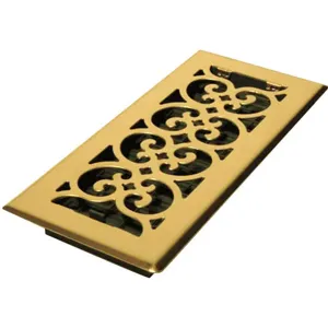 DECOR GRATES SPH408 4 x 8 Scroll Steel Plated Brass | AE6KDU 5TFE3