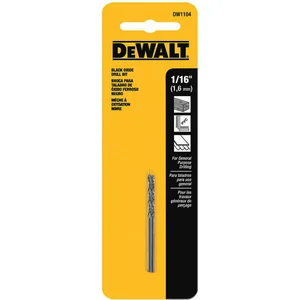 DEWALT DW1104 Drill Bit Hss 1/16 Inch Black Oxide Pk2 | AF8PKC 29EG30