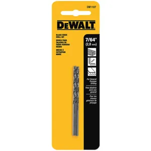 DEWALT DW1107 Drill Bit Hss 7/64 Inch Black Oxide Pk2 | AF8PKF 29EG33