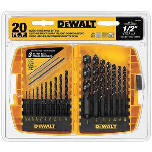 DEWALT DW1177 High-Speed Steel Drill Bit Set, Black Oxide Finish - 20 Pc | AF8PJU 29EG22