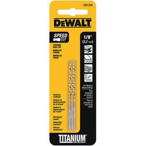 DEWALT DW1308 Drill Bits Split Point Titanium 1/8 Inch | AG3EZJ 33HF08