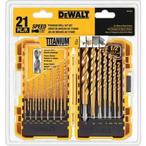 DEWALT DW1342 Drill Bit Set Titanium Speed Tip 21 Pcs. | AG4LMV 34GR19