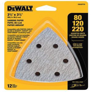 DEWALT DWASPTRI Sanding Paper Aluminium Oxide 80/120/220 Pk12 | AF8PFZ 29DY49