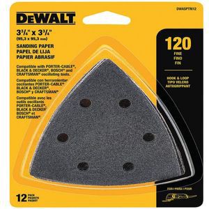 DEWALT DWASPTRI12 Sanding Paper Aluminium Oxide 120 Grit Pk 12 | AF8PFW 29DY46