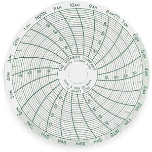 DICKSON C313 Papierdiagramm, 3 Zoll, 10 bis 35 Grad. C, 24-Stunden-Aufzeichnung, 60er-Pack | AC8XEM 3ELV1