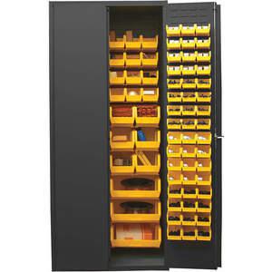 DURHAM MANUFACTURING 2500-138B-95 Industrial Cabinet, 16 Gauge, 138 Bin, Height 84 Inch, Yellow | AH6RLP 36EZ70