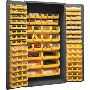DURHAM MANUFACTURING 2501-BDLP-126-95 Industrial Cabinet, 16 Gauge, 126 Bin, Yellow | AH6RLW 36EZ76