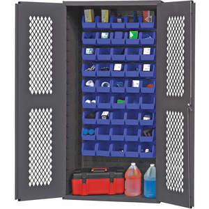 DURHAM MANUFACTURING EMDC361845B5295 Ventilated Cabinet, 14 Gauge, 45 Bin, Blue | AH6RUW 36FC36