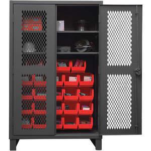 DURHAM MANUFACTURING HDCV48-24B-2S1795 Ventilated Cabinet, 12 Gauge, 24 Bin, Red | AH6RPV 36FA41